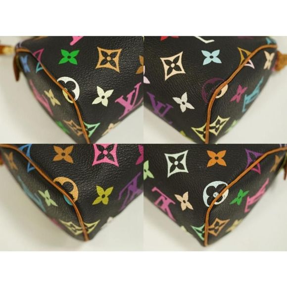 Louis Vuitton Mini Speedy Monogram Multicolor Shoulder Bag Handbag Noir - Picture 7 of 8